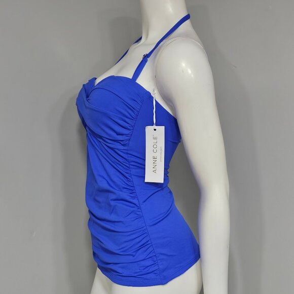 Anne Cole Twist-Front Ruched Tankini Top - Royal - Picture 3 of 9